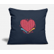 Crochet Heart Woolen Love Navy Pillow